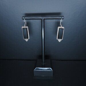 Sterling Sliver Dangle Earrings with Black Stone
